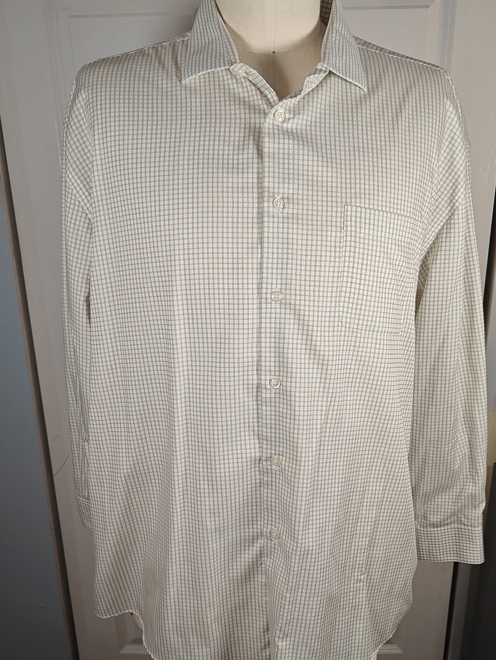 Pronto Uomo Men 100% Cotton Non-Iron Checked Dress Shirt 18.5x34/35